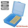 50/100 Rounds Tactical Bullet Box 9mm/.223/.38Super Pistol Rifle Ammo Carry Storage Box Flip-Top