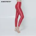 AMORESY new color M-3XL satin gloss opaque leggless pants shiny wet look tights sexy stockings