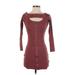 Guess Casual Dress - Bodycon: Burgundy Print Dresses - Women's Size Small