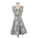 Club Monaco Casual Dress - Mini V-Neck Sleeveless: Gray Dresses - Women's Size 0