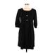Max Studio Casual Dress Scoop Neck 3/4 sleeves: Black Solid Dresses - Women's Size Medium