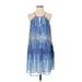 CATHERINE Catherine Malandrino Casual Dress - Mini Keyhole Sleeveless: Blue Tie-dye Dresses - Women's Size X-Small