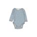 Hanna Andersson Long Sleeve Onesie: Blue Print Bottoms - Kids Girl's Size 50
