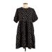 Love Olive Co Casual Dress - Mini High Neck Short sleeves: Black Print Dresses - Women's Size Medium