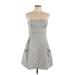 BCBGMAXAZRIA Cocktail Dress - A-Line Strapless Sleeveless: Gray Stripes Dresses - New - Women's Size 10