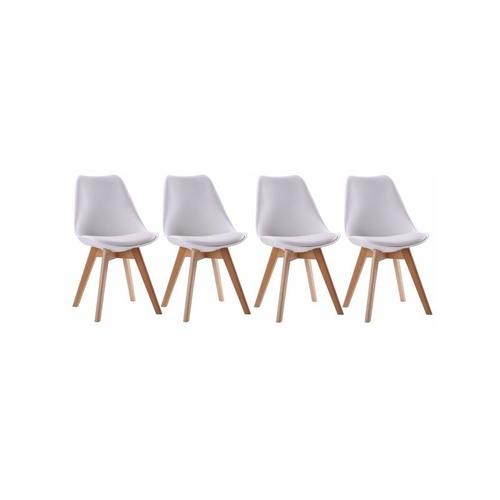 Set aus 4 skandinavischen Stühlen nora weiß mit Kissen - Weiß