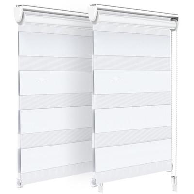 2er Set Doppelrollo klemmfix ohne Bohren, Duo Rollo Klemmrollo für Fenster und Tür, 50x150 cm, Weiß Image