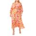 Floral Smocked Three Quarter Sleeve Maxi Dress