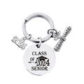 Abschluss-Schlüsselanhänger der Klasse 2024, inspirierende Schlüsselanhänger aus Edelstahl für Absolventengeschenke, Schlüsselanhänger-Anhänger, runder Edelstahl-Schlüsselanhänger, Geschenk für die