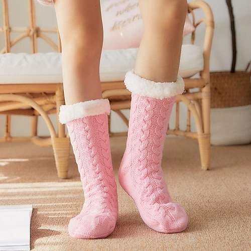 Damen Haussocken mit Gripper super weich warm kuschelig flauschig mit Fleece gefütterte Socken Strümpfe Herbst Winter Damen Bodensocken Image
