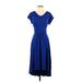 Apt. 9 Casual Dress - High/Low: Blue Solid Dresses - Women's Size X-Small Petite