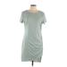 BTFBM Casual Dress - Shift Scoop Neck Short sleeves: Gray Solid Dresses - Women's Size Large