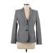 Banana Republic Wool Blazer Jacket: Below Hip Gray Print Jackets & Outerwear - Women's Size 6 Petite