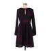 Ann Taylor LOFT Casual Dress - A-Line Keyhole Long sleeves: Purple Dresses - Women's Size 4