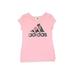 Adidas Active T-Shirt: Pink Print Sporting & Activewear - Kids Girl's Size 6