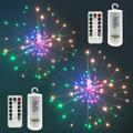 Outdoor Waterproof Firework Lights 180 LED Starburst Copper Wire Twinkle Lights 8 Modes Fairy Lights with Remote Hanging Lights for Party Wedding Patio Bedroom Garden Decoration