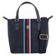 Henkeltasche TOMMY HILFIGER "POPPY SMALL TOTE CORP" Gr. B/H/T: 29 cm x 24 cm x 15 cm, blau (space blue) Damen Taschen Handtaschen