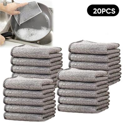 10/20/50pcs Multipurpose Wire Dishwashing Rags for Wet and Dry 2024 New Multifunctional Non-scratch Wire Dishcloth,Scrubs and Cleans for Dishes, Stove Tops, Easy Rinsing, Machine Washable