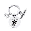 Class Of 2024 Graduation Keychain Stainless Steel Inspirational Key Chains For Graduate Gifts Keychain Pendant Stainless Steel Circular 2024 Graduation Season Gift Keychain Keep As A Commemoration