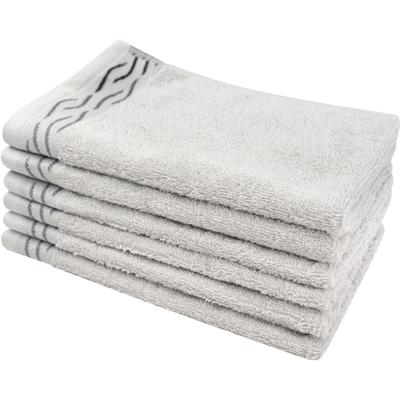 Gästehandtuch DYCKHOFF "Wave", silber, B:30cm L:50cm, Frottier, Baumwolle, Handtücher (Packung), mit Jacquard-Bordüre Image