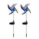 2pcs Solar Wind Spinners Windmill Multi Color Changing 8 Lighting Modes for Patio Garden Waterproof 32 LEDs Warm White Blue Purple Pink Light