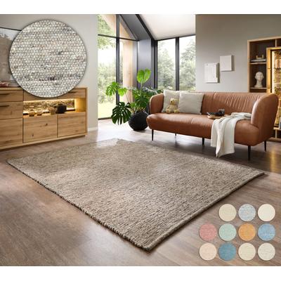 Wollteppich MY HOME "Pirker", braun, B:90cm H:12mm L:160cm, Schurwolle, Teppiche, Wendeteppich, meliert, reine Wolle, handgewebt, Scandi, Wohnzimmer Image