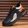 Men's Sneakers Casual Daily PU Waterproof Lace-up White / Blue Orange / Black Black Green Summer Spring