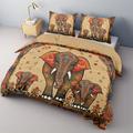 Colorful Elephant Duvet Cover Set Cotton Cotton Bedding Set 2-piece Set 3-piece Lightweight Soft Short Plush Set Native American style Folk Art King Queen Duvet Cover