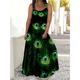 Women's Plus Size Curve Casual Dress Sundress Strap Dress Peacock Feather Maxi long Dress Sleeveless Print Strap Romantic Daily Deep Purple Deep Green Summer Spring L XL XXL 3XL 4XL