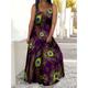 Women's Plus Size Curve Casual Dress Sundress Strap Dress Peacock Feather Maxi long Dress Sleeveless Print Strap Romantic Daily Deep Purple Deep Green Summer Spring L XL XXL 3XL 4XL