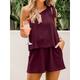 Tank Set Women's Black Pink Wine Plain 2 Piece Cold Shoulder Street Daily Fashion One Shoulder Regular Fit S