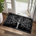 Tree of Life Black White Doormat Floor Mats Washable Rugs Kitchen Mat Non-Slip Oil Proof Rug Indoor Outdoor Mat Bedroom Decor Bathroom Mat Entrance Rug