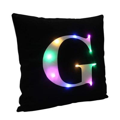 LED Cushion Cover Light Up Pillow Cover English Letter Battery Operated Pillow Cushion Cover Home Sofa Pillowcase Living Room Decoration 45x45cm 17.7x17.7inch