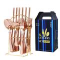 24 Piece Set of Stainless Steel Tableware Gold-Plated And Painted 1010 Knives Forks Spoons Storage Racks Gift Box Set