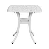 Fithood Outdoorr Cast Aluminum Square Table End Table Side Table for Paio Backyard Pool Cast Aluminum Cocktail Table Outdoor Bar Table White