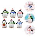 6 Pcs Christmas Penguin Ornaments Decorations Desk Topper Statue Resin