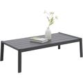 Outdoor Patio Coffee Table All-Weather Aluminum Rectangle Coffee Tables for Garden Backyard Contemporary End Tables White Frame