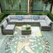 7 Pieces Patio Furniture Set Outdoor Sectional Sofa PE Rattan Wicker Conversation Set Outside Couch with Table and Cushions for Porch Lawn Garden Backyard Grey