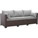 Rattaner Patio Furniture 3 Seater Sofa Outdoor Furniture Outdoor Couch Deep Seat Hight Backrest with Waterproof Cover Grey Anti-Slip Cushions