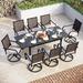 & William 9 Pieces Patio Dining Set for 8 Outdoor Dining Furniture with 1 X-large E-coating Square Metal Table and 8 Rattan Chairs with Cushions Outdoor Table & Chairs for Porch