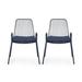 Noble House Omaha Modern Iron Metal Outdoor Club Chair in Navy Blue (Set of 2)