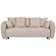 2-Sitzer Sofa Creme Samtbezug mit Schlaffunktion Stauraum Mehreren Kissen Armlehnen Holzbeinen Modern Skandi Wohnzimmer Schlafsofa Sofabett