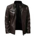 BELLZELY Winter Jackets for Men Clearance Men s Leather Plus Fleece Jacket Motorcycle Jacket Warm Leather Jacket