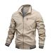 Tejiojio Winter Clearance DiscountMen s Solid Color Stand-up Collar Zipper Casual Warm Windproof Pocket Motorcycle Jacket