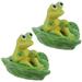 2 Pcs Aquarium Frog Ornaments Decoration Home Forniture Animal Statues Accessories Crafts Resin