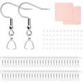 Stainless Steel Hypoallergenic Earring Hooks 120 Pieces Earring Making Kit Earring Hooks with Pendant Clasp Silicone Ear Backs and Polishing Cloth for Earring Making DIY