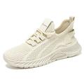 Womens Sneakers 2023 Fall Fashion Slip On Walking Shoes Lady Casual Knit Breathable Flats Tennis Shoes Beige 36