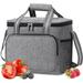 Insulated Lunch Bag 15L 24-Can Picnic Cooler Bag Lunch Bags for Women Men with Adjustable Shoulder Strap Front Zipper Pocket and Mesh Side Pockets Grey