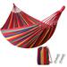 Outdoor Camping Hammock Outdoor Portable Canvas Striped Swing Bed Outdoor Patio Garden Backpacking Leisure Garden Ultralight Hammocks with Bag (200 * 150cm Red)