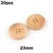 20PCS Multi Sizes Round Wooden Buttons Natural Color 4-Holes Clothing Acsser